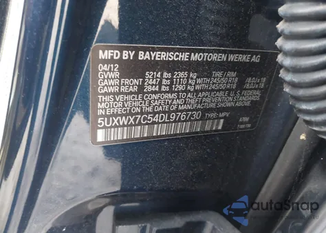 2013 BMW X3 xDrive35I z USA, uszkodzony, nr VIN 5UXWX7C54DL976730